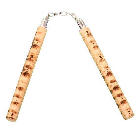 NR-076: Rattan Tiger Cane Nunchaku - Click Image to Close